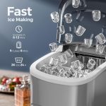 Countertop Ice Maker – 26Lbs/24H, Fast 9 Cubes in 6 Min, Portable for Home Kitchen