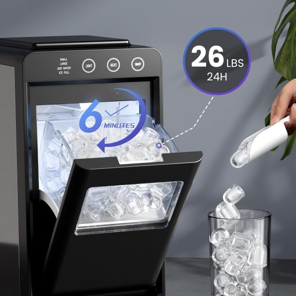Portable Countertop Ice Maker – 26Lbs/Day, Fast Bullet Ice for Home & Party