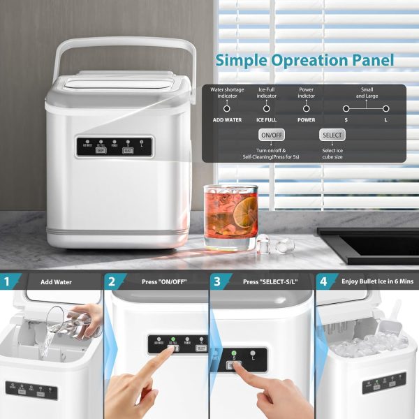 Portable Countertop Ice Maker – 26Lbs/Day, Fast Bullet Ice for Home & Party