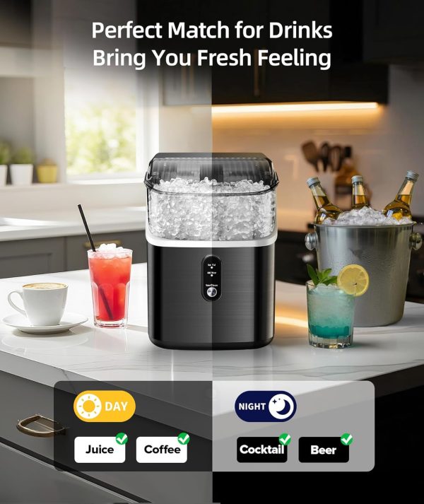 Countertop Nugget Ice Maker – 34Lbs/Day, Soft Chewable Ice for Home & Kitchen