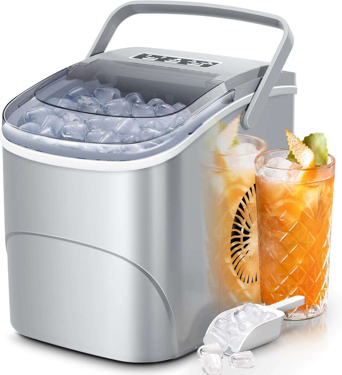 Countertop Ice Maker – 26Lbs/24H, Fast 9 Cubes in 6 Min, Portable for Home Kitchen