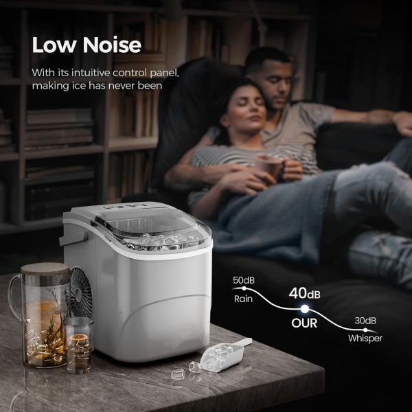 Countertop Ice Maker – 26Lbs/24H, Fast 9 Cubes in 6 Min, Portable for Home Kitchen