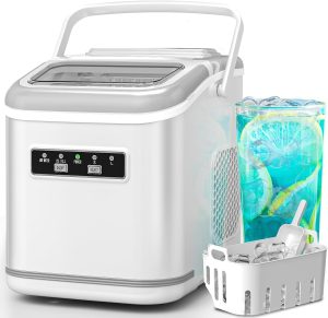Portable Countertop Ice Maker – 9 Cubes in 6 Min, 26Lbs/Day, Home Use