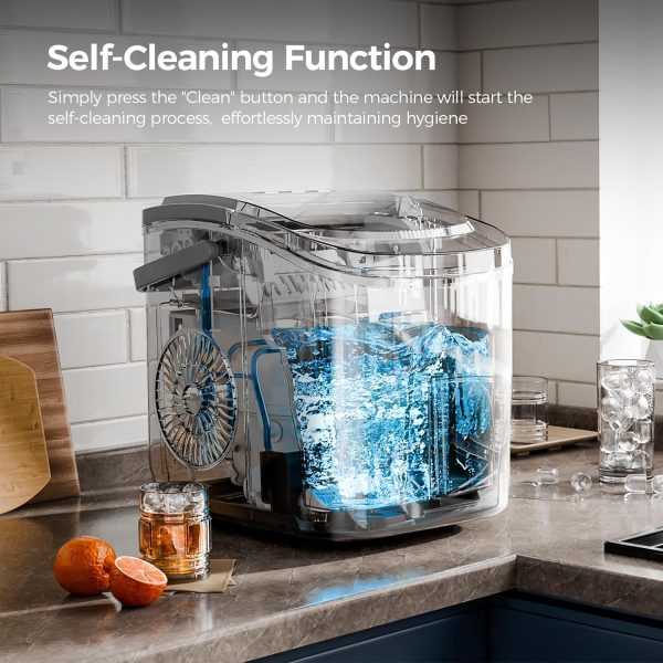 Countertop Ice Maker – 26Lbs/24H, Fast 9 Cubes in 6 Min, Portable for Home Kitchen