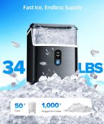 Countertop Nugget Ice Maker – 34Lbs/Day, Soft Chewable Ice for Home & Kitchen